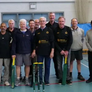 Two former Wolves players swapped boots for bats as they praised the work of a walking cricket club run by the club's foundation. John Richards and Steve Daley joined regulars at the weekly fixture, which is focused on improving fitness and offering a social link for those aged 50+. The sessions are funded by the City of Wolverhampton Council and Premier League Charitable Fund.