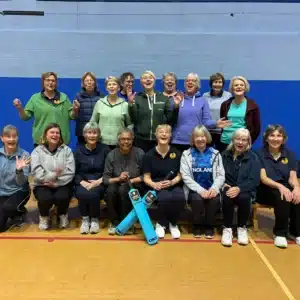 Sara set up a team called OWLS (‘Old Woking Ladies’), recruiting players she knew, as well as casting her net wider via Facebook and local groups. Soon the team had 10 players. By the end of the first summer season, there were 20. Now there are 24, with an average age of 65, including some very enthusiastic players in their late seventies.
