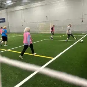 A group of Lawrence residents 50 and older have been lacing up their shoes and heading weekly to the Sports Pavilion at Rock Chalk Park for a game that's part exercise, part social hour and entirely inspired by the FIFA Men’s World Cup. The walking soccer program is a partnership between Lawrence Parks and Recreation and the Lawrence Public Library. Gayle Sigurdson, the city's supervisor of lifelong recreation, said the idea grew out of a desire to tap into the excitement surrounding the World Cup.
